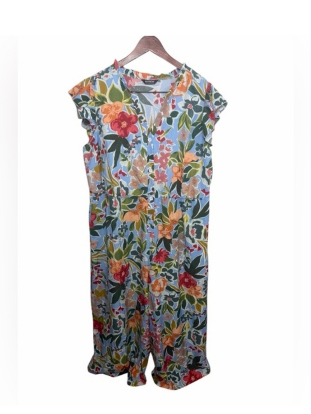 BloomChic Light Blue Floral Wide-Leg Pantsuit Multi-Color Plus 22/24